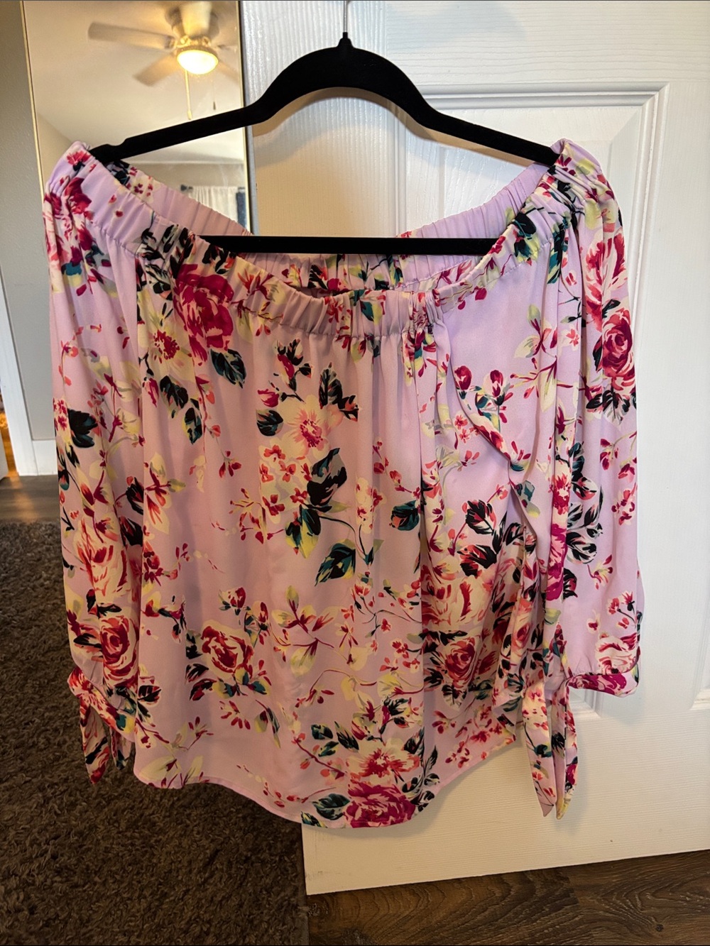 Express Pink Floral Off-Shoulder Blouse